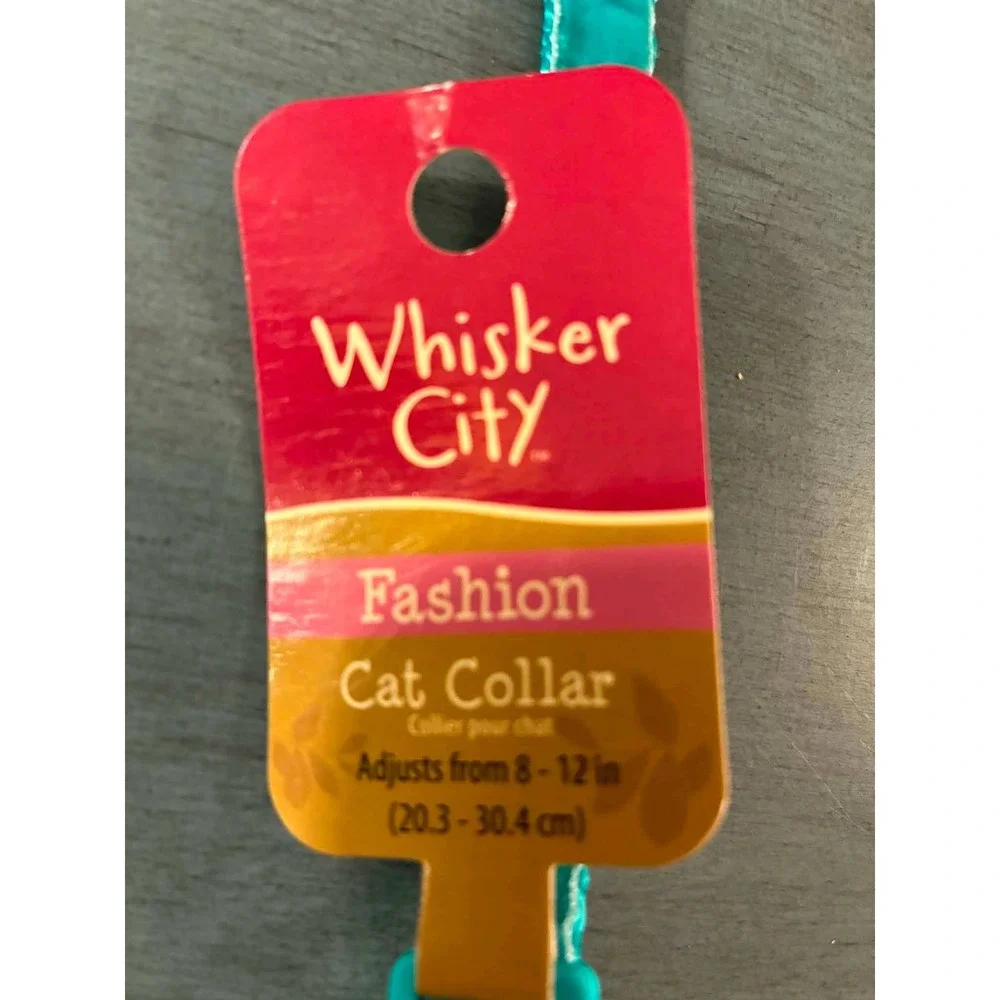 Whisker City Cat Collar OS‎ Teal Velvet Breakaway Bell Adjustable DJ16180A